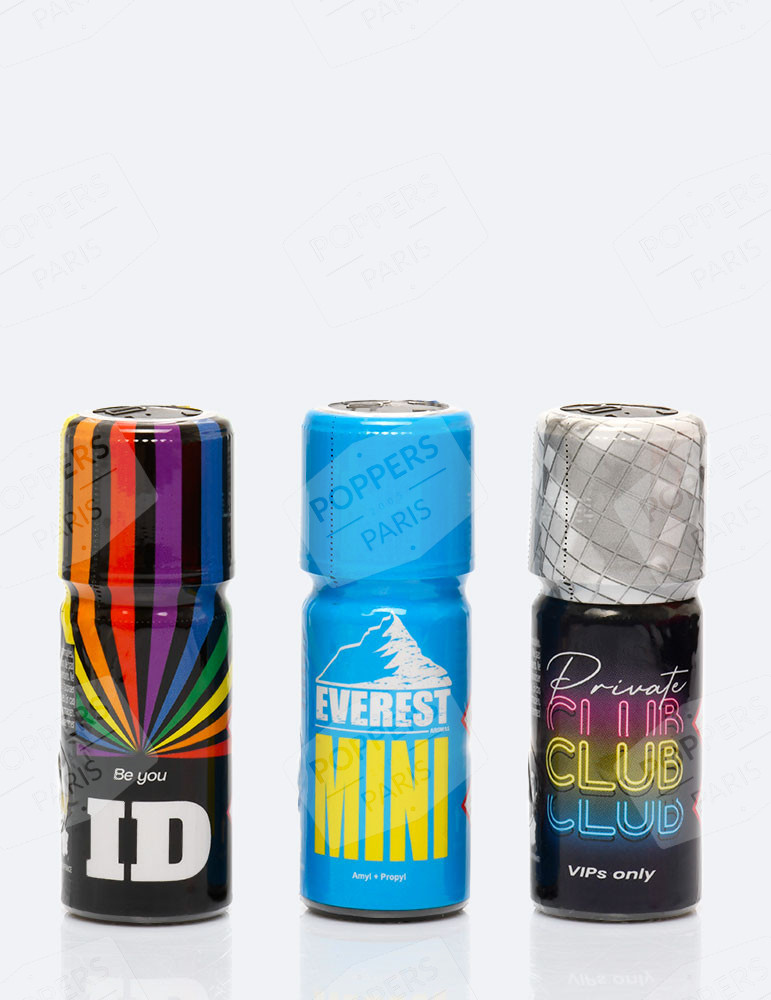 Pack poppers party : ID, Everest mini et Private Club 10 ml