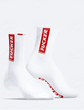 Chaussettes "Fucker" Blanches et rouges - SneakXX