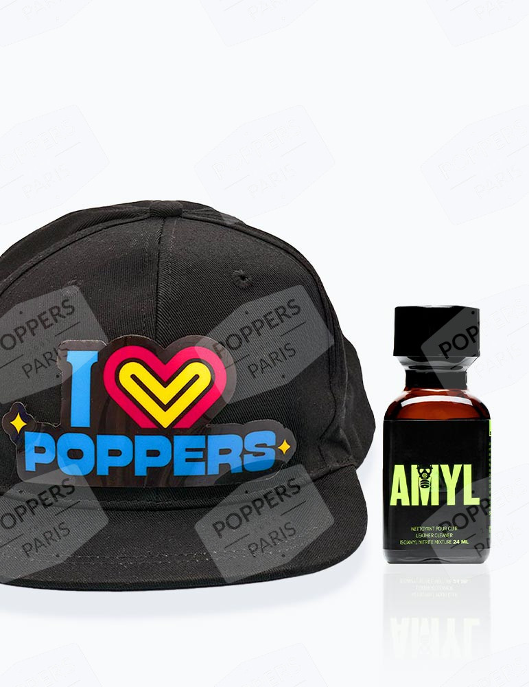 Pack casquette LED et poppers Amyl 24 ml pour soirées festives