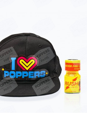 Pack Casquette LED "I LOVE POPPERS" + poppers Rush Original 10ml