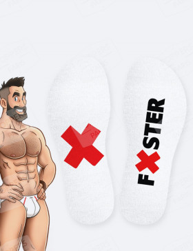 Chaussettes avec inscription FISTER sous le pied pour les amoureux du FIST